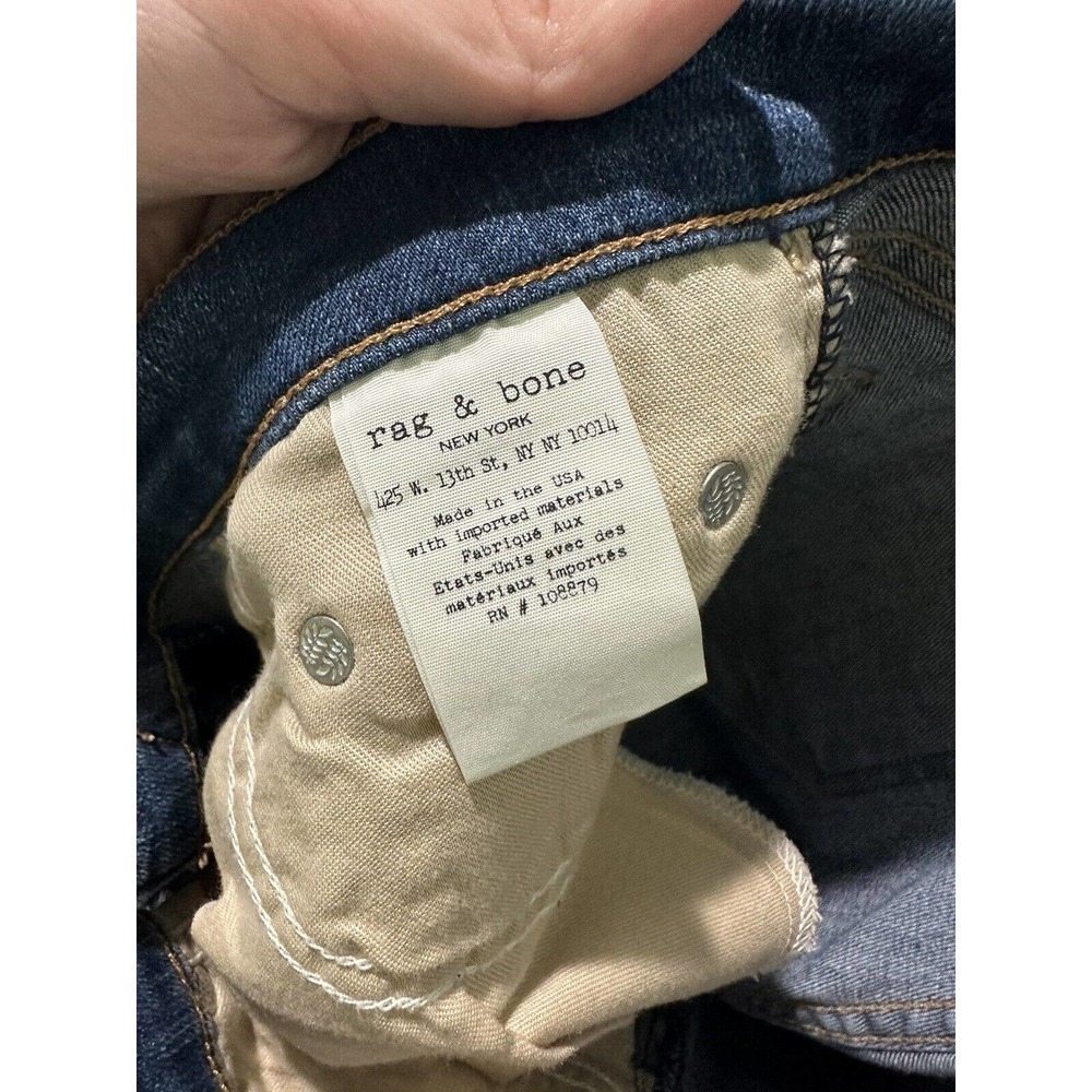 Rag & Bone Jeans Sz 27x 25” Inseam Frayed Hem Cropped High Rise Distressed Dark  - Picture 9 of 12